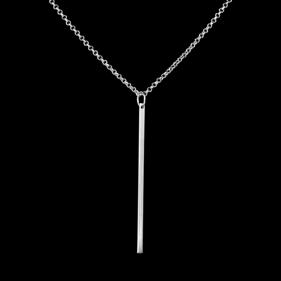 Silver dangling bar necklace - Picture 3 of 3
